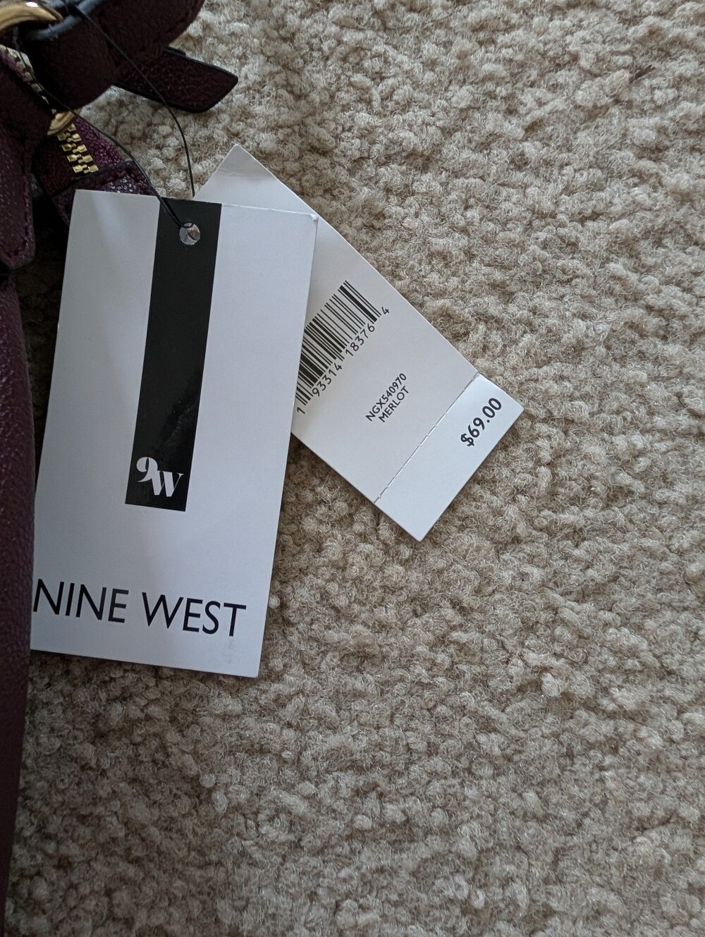 NWT Nine West Plum Pebbled Crossbody Bag - Picture 2 of 5